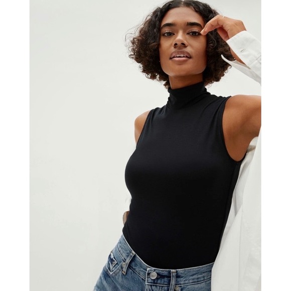 Everlane Tops - Everlane Mock Neck Sleeveless Bodysuit Women S Black Chic, Minimalist